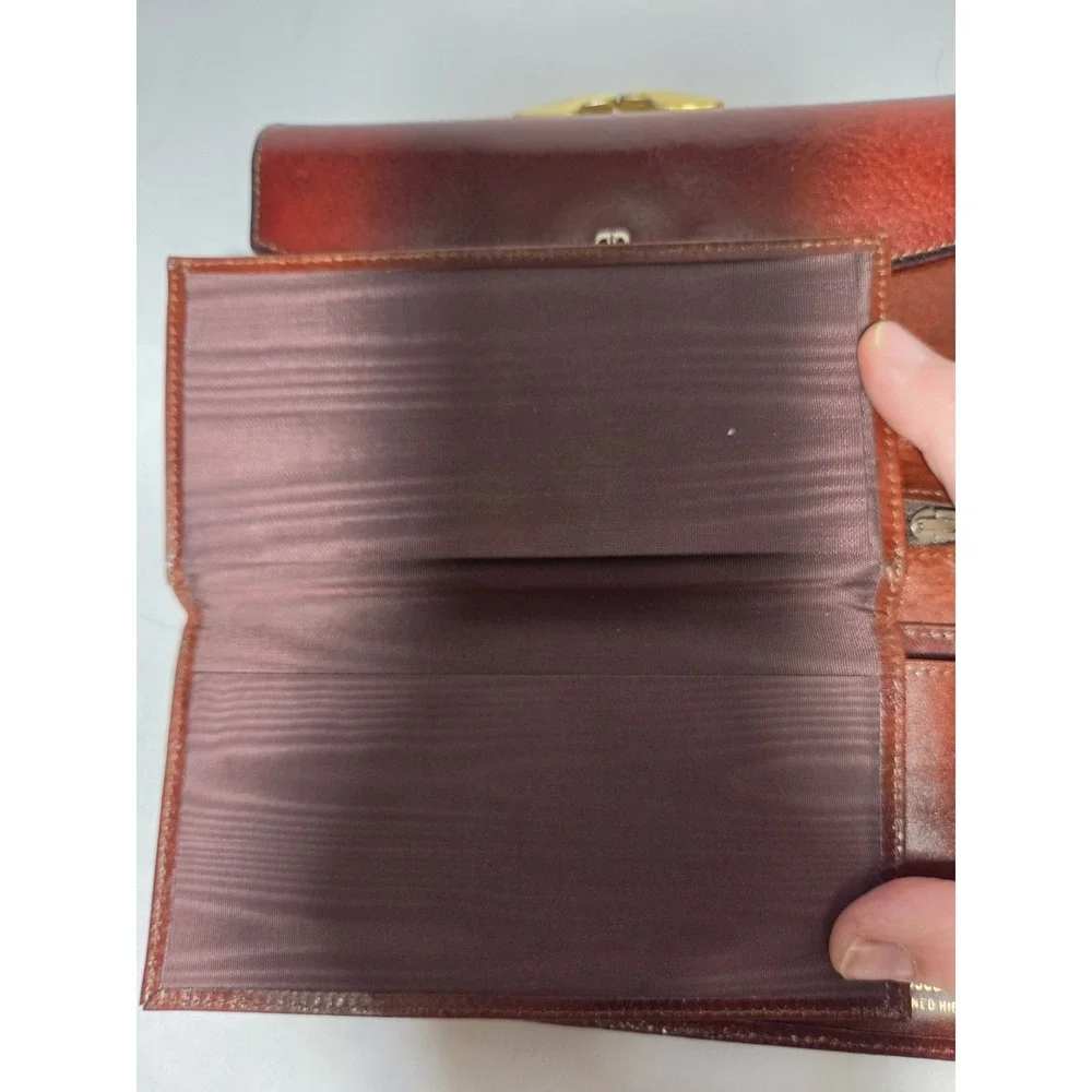 Vintage Bosca Women's Brown Leather Wallet Folding w Card ID Window  & Zip Coin